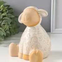 Копилка для денег керамика &laquo;Кудрявый барашек&raquo;, беж, 11.6&times;11.2&times;13.4 см