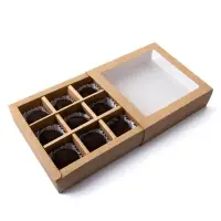 Коробка для 9 конфет, крафт, 13.5×13.5×3.2 см