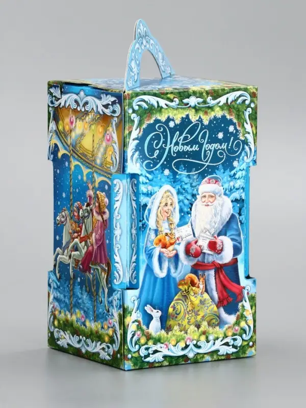 Подарочная новогодняя коробка «Новогодняя карусель», для сладких подарков, 10.6×10.6×18.8 см Подарочная новогодняя коробка «Новогодняя карусель», для сладких подарков, 10.6×10.6×18.8 см