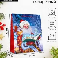 Пакет подарочный новогодний ламинированный, &laquo;Дед Мороз&raquo;, 26&times;12&times;32 см