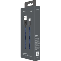 Кабель USB PERO DC-04 Type-C, 3А, 2м, Blue-black (Fast Charge)