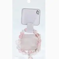 Браслет с подвесками "Сахарный" ромб, сердечко, шар №10, цвет бело-розовый в серебре