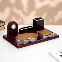 Набор настольный, органайзер 5 в 1 с визитницей и часами, 34&times;20&times;13 см