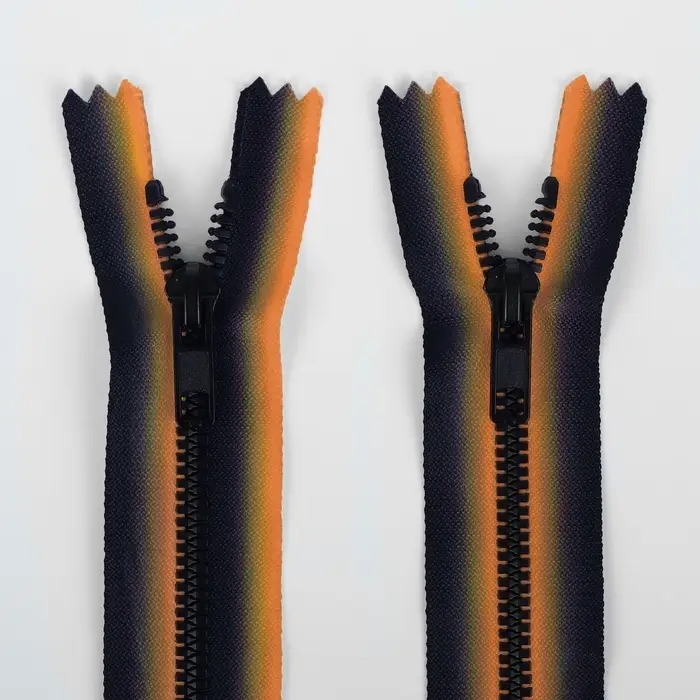 Молния «Трактор», №5, неразъёмная, замок автомат, 18 см, оранжевая, чёрная