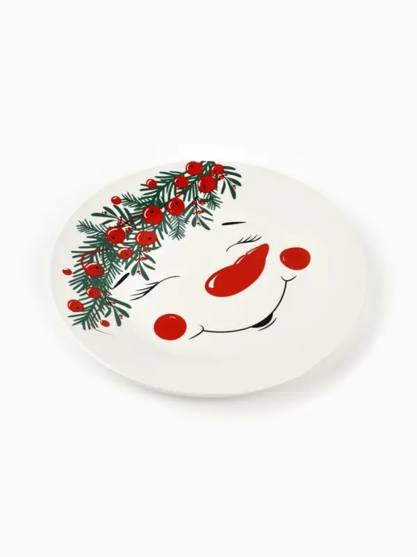 Тарелка плоская новогодняя &laquo;Снеговик Ледыш&raquo;, d=20 см