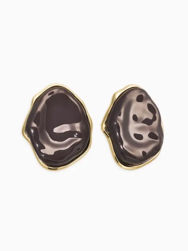 Серьги акрил мятый "Овал", цвет серый в золоте