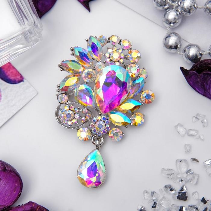 Брошь «Императрица» сияние, цвет радужный в серебре Брошь «Императрица» сияние, цвет радужный в серебре
