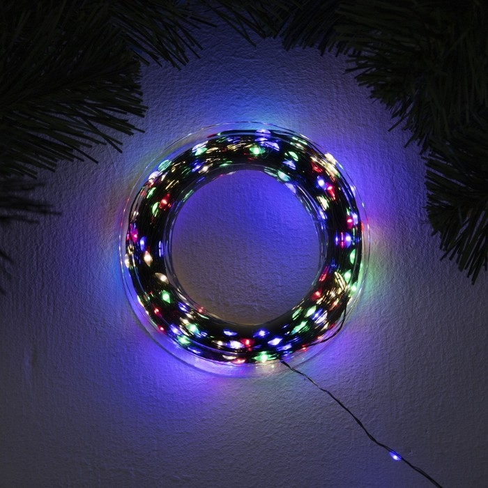 Гирлянда «Нить» 50 м роса, IP44, зелёная нить, 500 LED, свечение мульти, 8 режимов, 31 В Гирлянда «Нить» 50 м роса, IP44, зелёная нить, 500 LED, свечение мульти, 8 режимов, 31 В