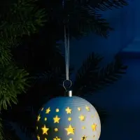 Ёлочный шар &laquo;Звёздное небо&raquo;, 9&times;9&times;9.8 см, 1 LED, керамика, от батареек LR44&times;2, свечение тёплое белое