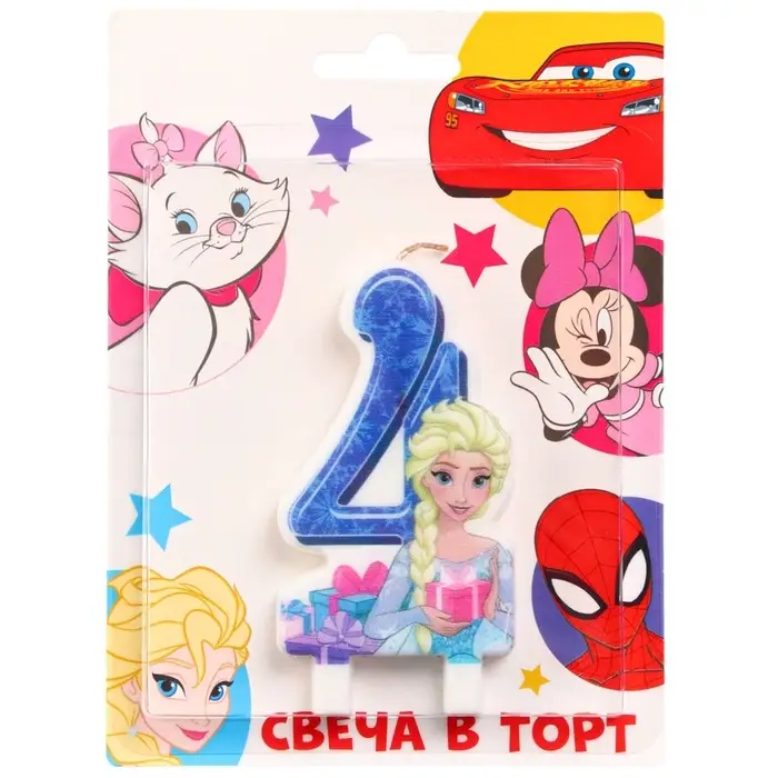 Свеча в торт &laquo;С Днем рождения. Цифра 4 &raquo; 8.5&times;5 см