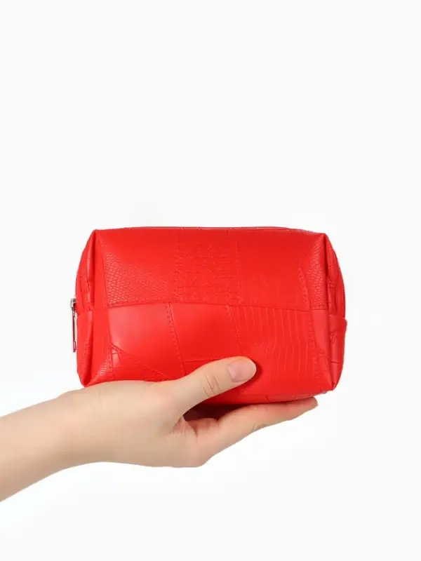 Косметичка ONE COLOR, на молнии, искусственная кожа, красная
