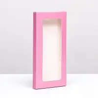 Подарочная коробка под плитку шоколада, с окном, розовая, 17×8×1.4 см