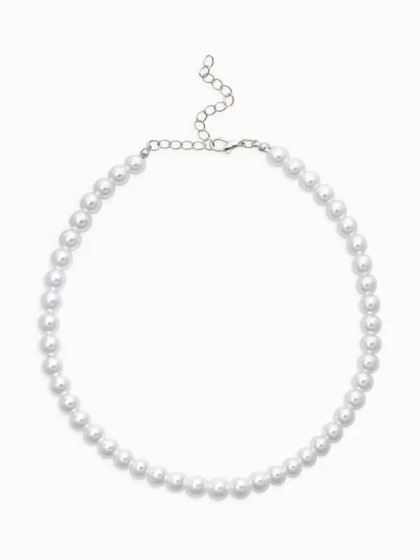 Чокеры из бусин &laquo;Сияние жемчуга&raquo;, 3 шт. бусины №14.10, 8, L=43 см, белый в серебре