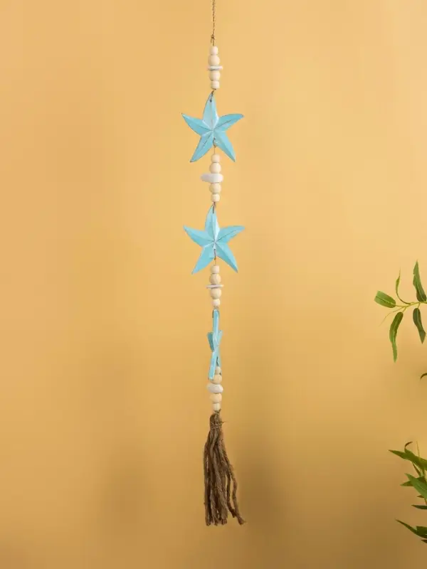 Подвеска декоративная «Звёздочки», 13×2×100 см, дерево, камень, голубая Подвеска декоративная «Звёздочки», 13×2×100 см, дерево, камень, голубая