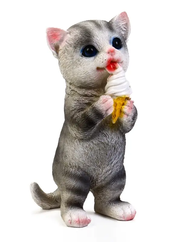 Садовая фигура из полистоуна &laquo;Котёнок с мороженым&raquo;, 19&times;11&times;7 см