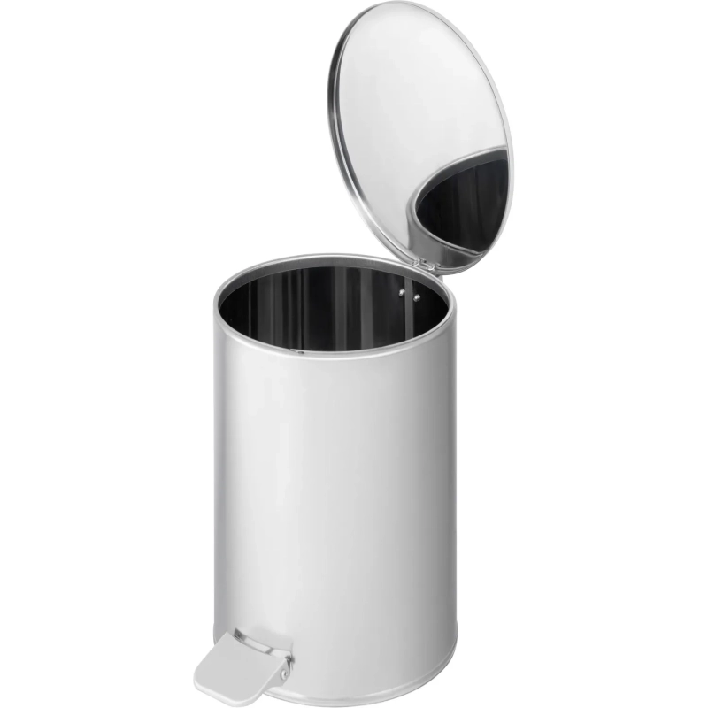 Ведро мусорное стальное 20л круглое серебр с педалью и крышкой 250х400мм