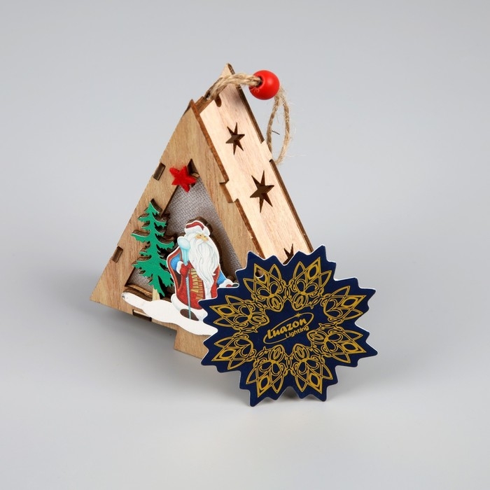 Ёлочная игрушка «Ёлочка с Дедом Морозом», от батареек, свечение тёплое белое Ёлочная игрушка «Ёлочка с Дедом Морозом», от батареек, свечение тёплое белое