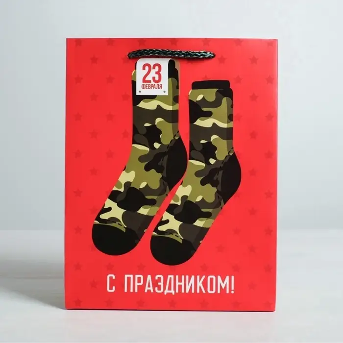 Пакет подарочный ламинированный, упаковка, &laquo;С 23 февраля&raquo;, MS 18&times;23&times;10 см