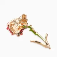 Брошь "Цветок гвоздики", цвет красно-зелёный в золоте