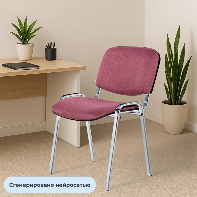 Стул 0MX_UA_EChair Rio(ИЗО/ISO) хром, ткань бордовый С-29, поперечина 18