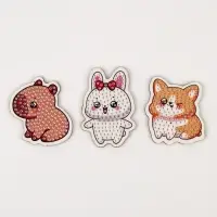 Алмазная мозаика на деревянном магните для детей &laquo;Милые зверюшки&raquo;, набор для творчества