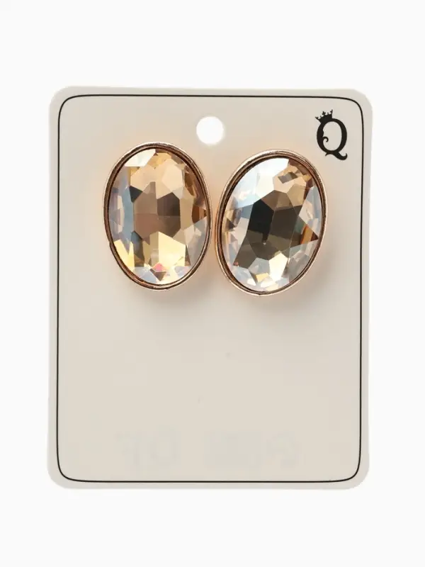 Серьги клипсы для ушей QF &laquo;Овал&raquo;, цвет золото, желтые