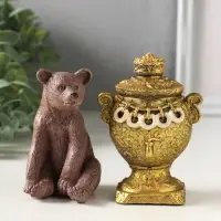 Набор фигурок 2 шт. &laquo;Медведь с самоваром&raquo;, гипс, 11 см