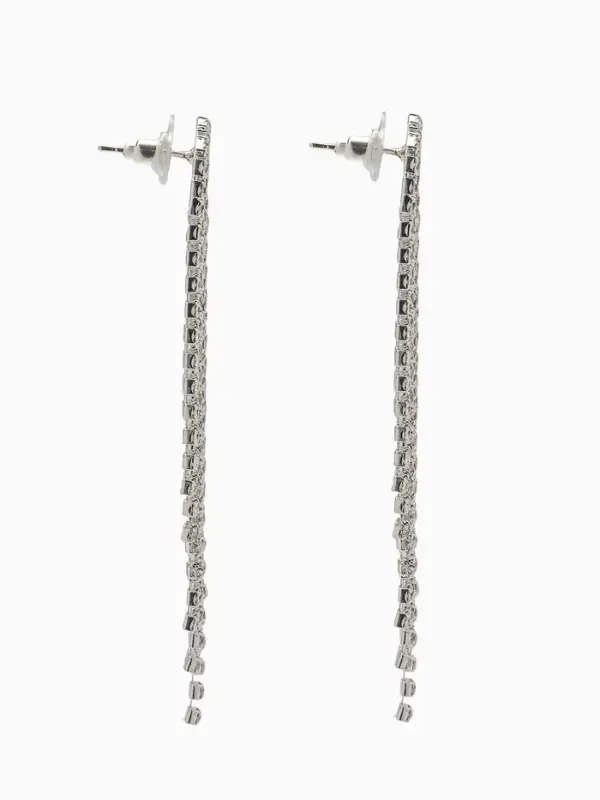 Серьги висячие со стразами &laquo;Вечное сияние&raquo;, сердечки, белые в серебре