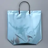 Пакет подарочный ПВХ, голография, голубой, пластикова ручка, 32&times;28&times;11 см