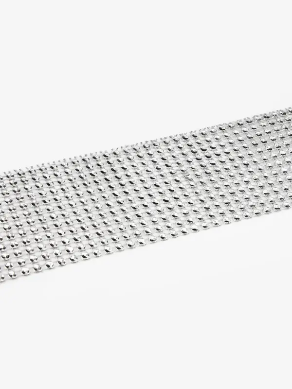 Лента с имитацией страз, 6 см, 9&plusmn;1 м, цвет серебряный