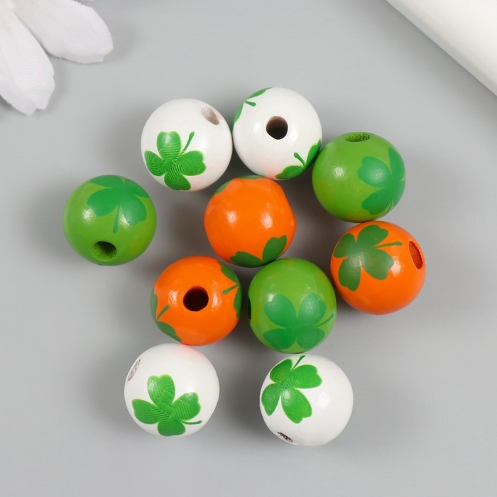 Бусины для творчества дерево Бусины для творчества дерево "Клевер на шариках" набор 10 шт d=1,6 см