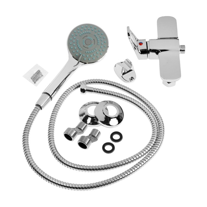 Смеситель для душа ZEIN Z4115, однорычажный, лейка 5 режимов, шланг, держатель, хром Смеситель для душа ZEIN Z4115, однорычажный, лейка 5 режимов, шланг, держатель, хром