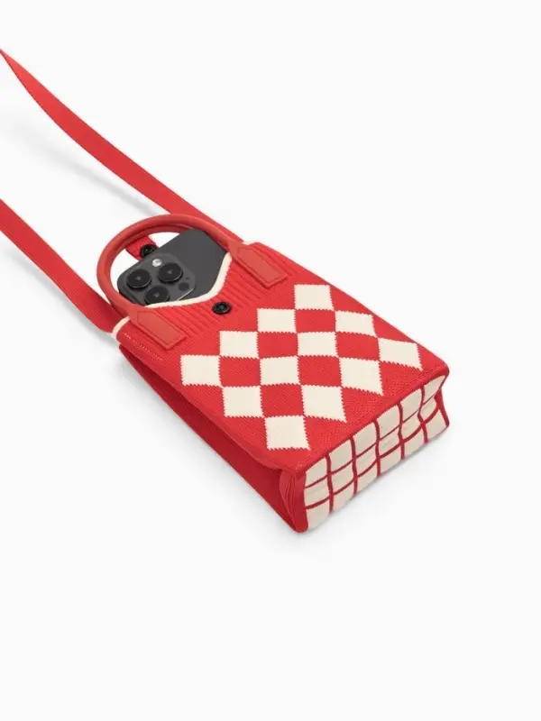 Сумка подр Ромбы, 12*4*17, отд на кнопке, дл ремень, красный Сумка подр Ромбы, 12*4*17, отд на кнопке, дл ремень, красный