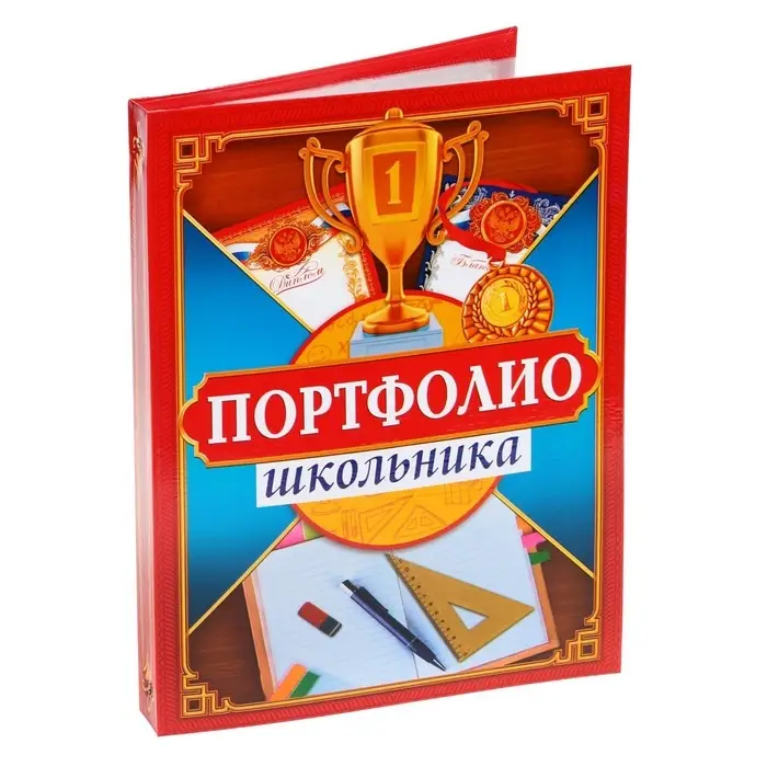 Папка школьная на кольцах &laquo;Портфолио школьника&raquo;, 13 листов-разделителей, 24.5&times;32 см