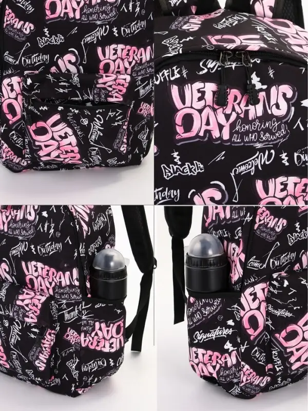 Рюкзак молодёжный на молнии, с карманами, 30&times;13&times;42 см, розовый