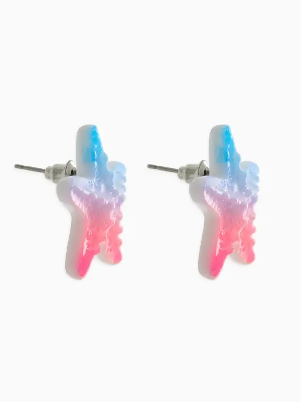 Серьги пластик "Морская звезда", цвет розово-голубой