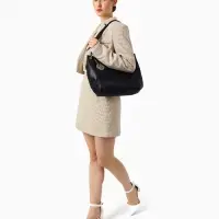 Сумка - мешок женская TEXTURA, на молнии, 36&times;10&times;28 см, чёрная