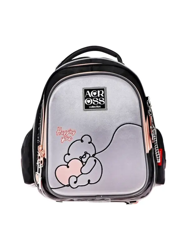 Рюкзак каркасный Across 410 40*33*15 наполн:мешок,пенал, дев, чер/сер 25-410-11 Рюкзак каркасный Across 410 40*33*15 наполн:мешок,пенал, дев, чер/сер 25-410-11