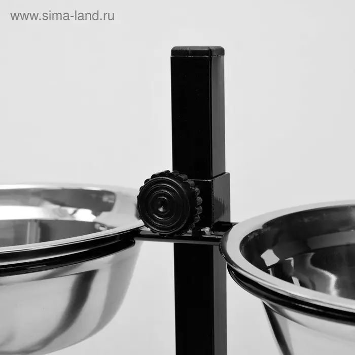 Подставка с мисками, 2&times;1.5 л, высота 50 см, разборная, чёрная