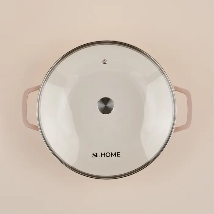 Сковорода-Вок SL Home, 3.1 л, d=31 см, h=8.5 см, с эмалированным покрытием, индукция, чугун, бежевая