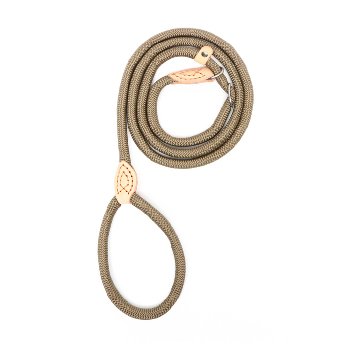 Поводок-удавка 150 х 1 см, полиэстер и натуральная кожа, бежевый Поводок-удавка 150 х 1 см, полиэстер и натуральная кожа, бежевый