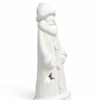 Подсвечник на 1 свечу &laquo;Дед Мороз в шубе со звёздами&raquo;, керамика, 9.2&times;8&times;23 см, белый