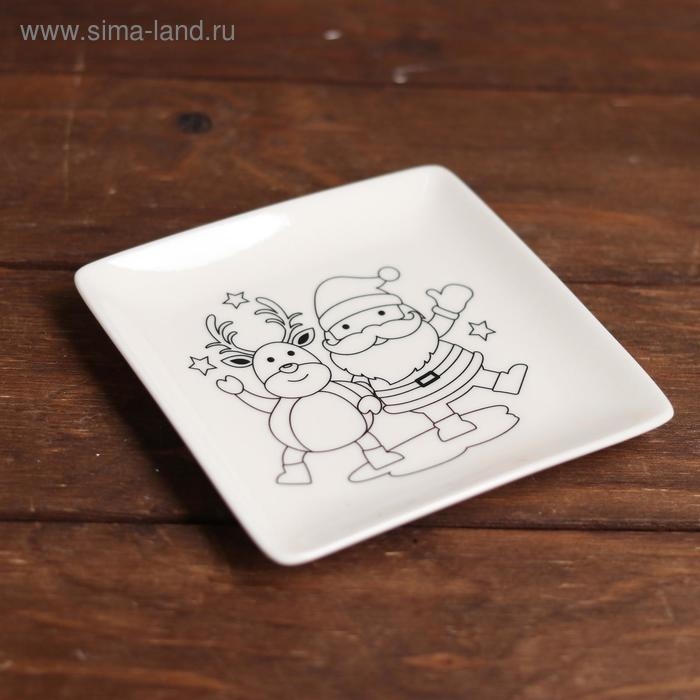 Набор тарелка под раскраску «Олень и Дед Мороз» краска 3 цв по 2 мл, кисть Набор тарелка под раскраску «Олень и Дед Мороз» краска 3 цв по 2 мл, кисть