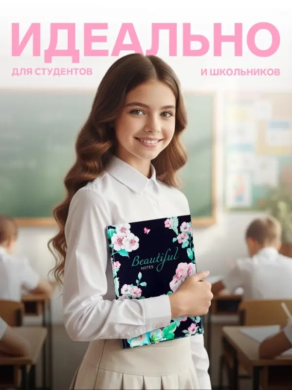 Колледж-тетрадь Calligrata. BEAUTIFUL NOTES А4, 160 листов, в клетку, в твёрдой обложке 7БЦ, глянцевая ламинация