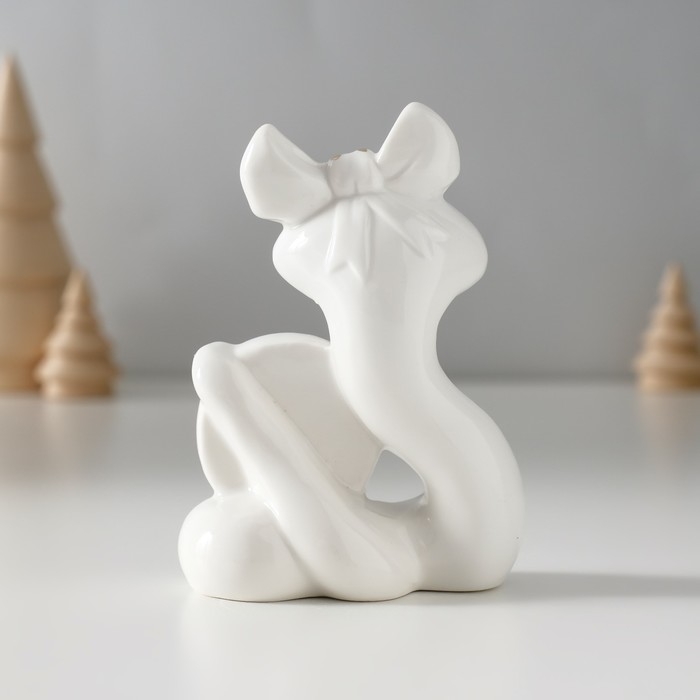 Сувенир керамика Сувенир керамика "Белая змейка с бантиком, с монеткой $" с золотом 3х7,5х9,3 см