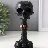 Подсвечник «Череп на ножке», 16×6.5×7.5 см, чёрный