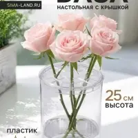 Ваза для цветов с крышкой &laquo;Альваро&raquo;, 25&times;10 см, пластик, прозрачная