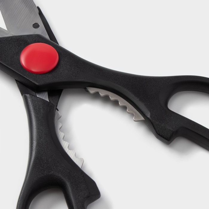 Ножницы кухонные Доляна «Помощник», 20 см, с открывалкой для бутылки, цвет чёрный Ножницы кухонные Доляна «Помощник», 20 см, с открывалкой для бутылки, цвет чёрный