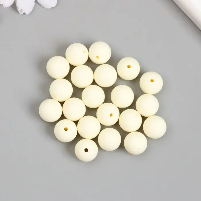 Бусины для творчества пластик "Молочный" матовые d=1,2 см набор 20 гр
