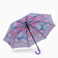 Зонт-трость детский п/авт R43/50 П/Э СТРЕКОЗА ручка-крюк сиреневый пакет